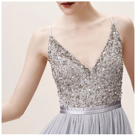 BHLDN Anthropologie Avery Sequin Embellished Tulle Bridesmaid Dress size 22 - Picture 4 of 13